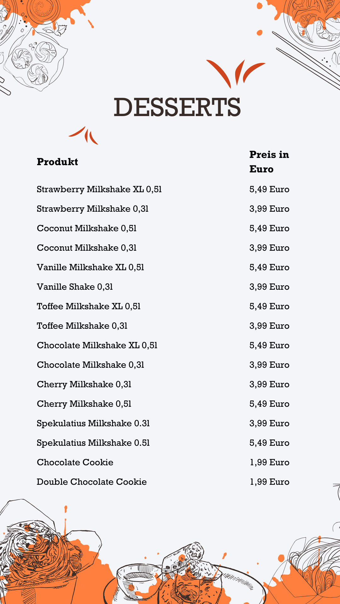 Desserts KFC Preise